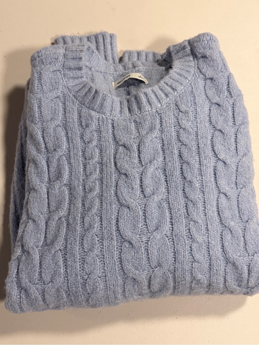 Hollister Light Blue Cable Knit Crewneck Sweater